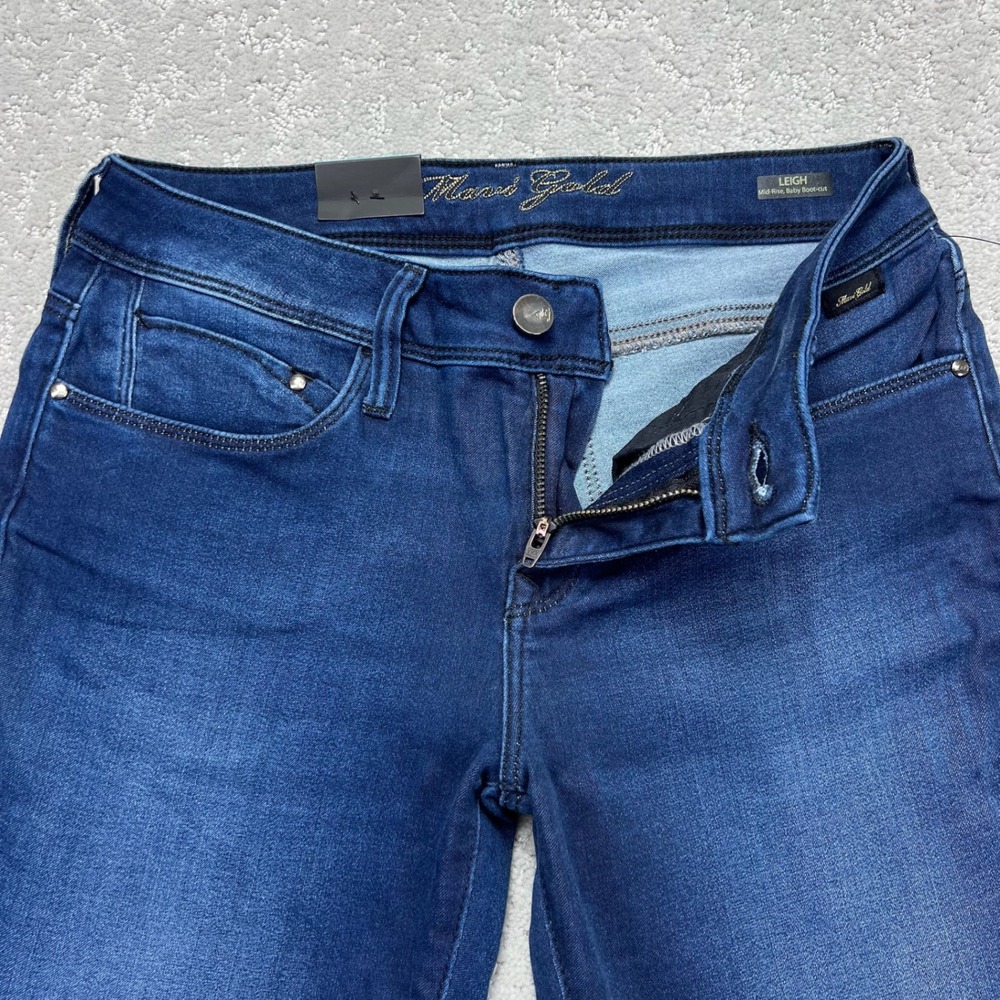 Mavi Gold Jeans Womens 26x32 Blue Dark Wash Leigh Mid-Rise Slim Baby Bootcut NWT
